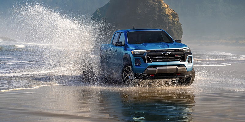 Chevrolet Colorado is driven beach side.